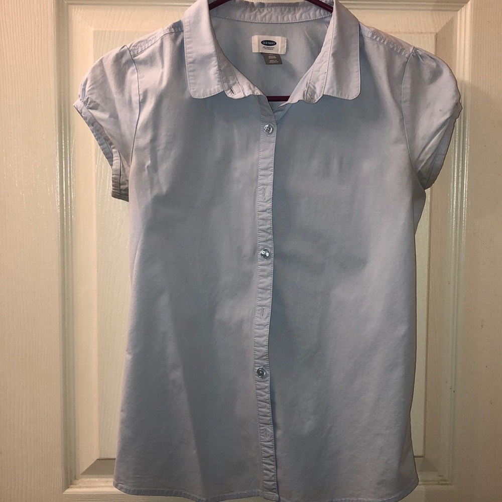 Girls Old Navy Light Blue Uniform Shirt